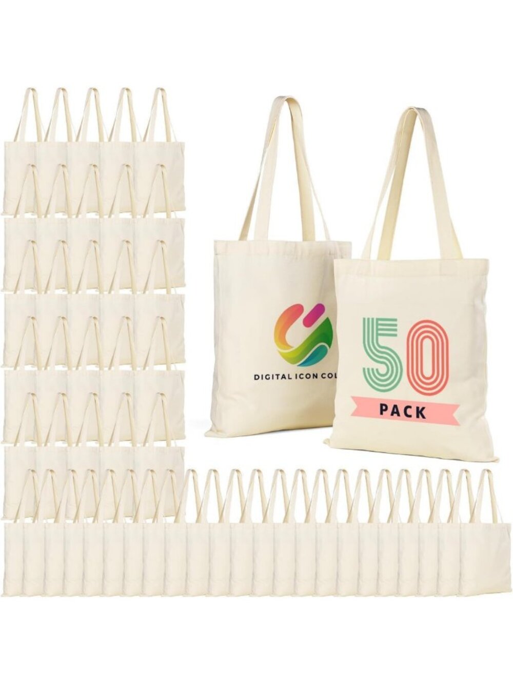 Bulk Canvas Tote Bags - 36/50/120 Pack for Business, Team Events & Promotions